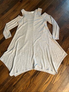 Fever Heather Gray Crewneck Cold Shoulder dress